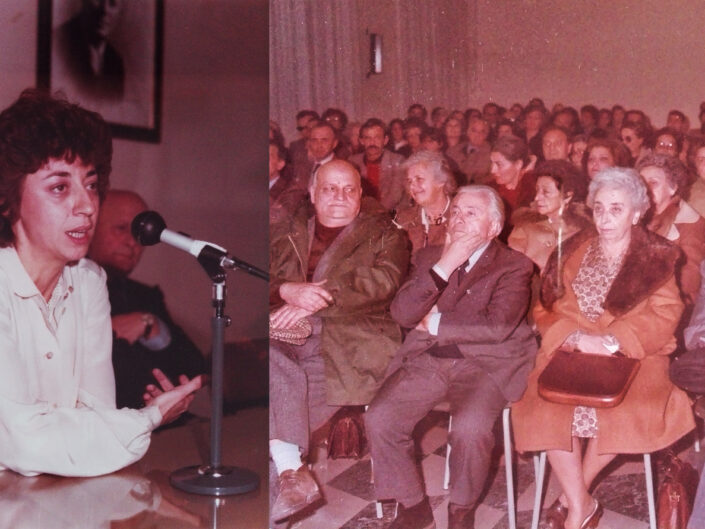 A sinistra Elisa Dorso. A destra Carlo Muscetta, inaugurazione del Centro di Ricerca Guido Dorso.